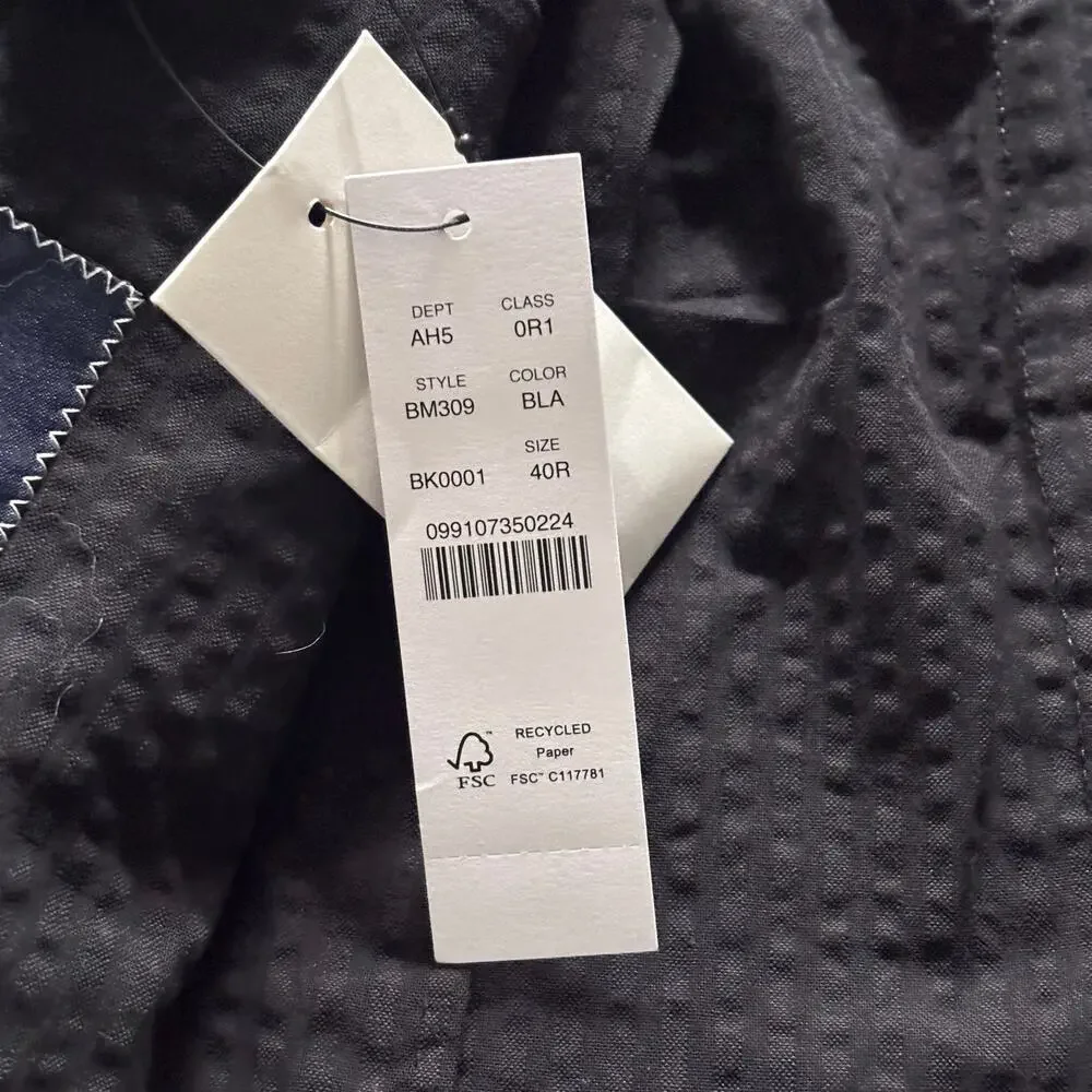 NWT J CREW LUDLOW BLACK SEERSUCKER SUIT SIZE 40